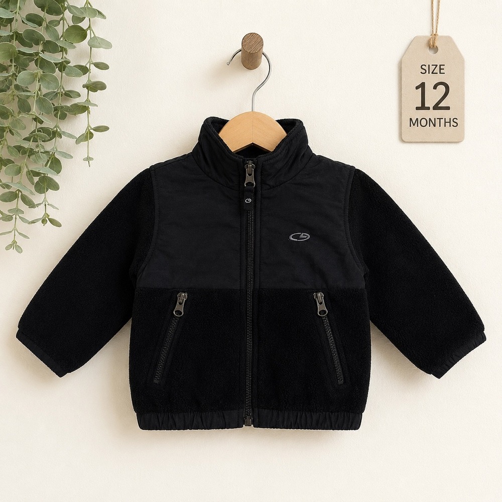 C9 by‎ Champion Black Fleece Full Zip Jacket Baby 12M Mock Neck Mixed Media
